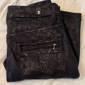 7 For All Mankind Black Snakeskin Pants
